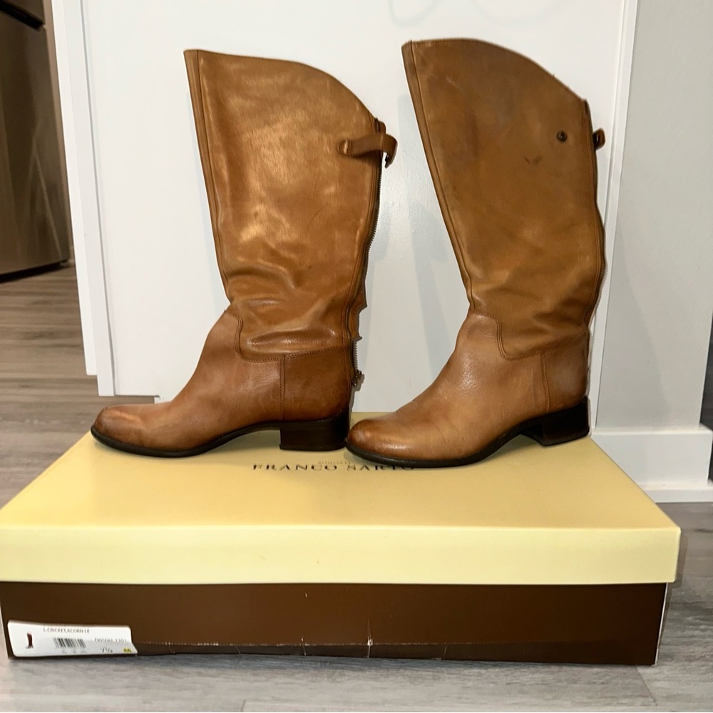 Franco Sarto Women's Tan Leather Up the Knee Boots 7 1/2 M - Picture 4 of 10